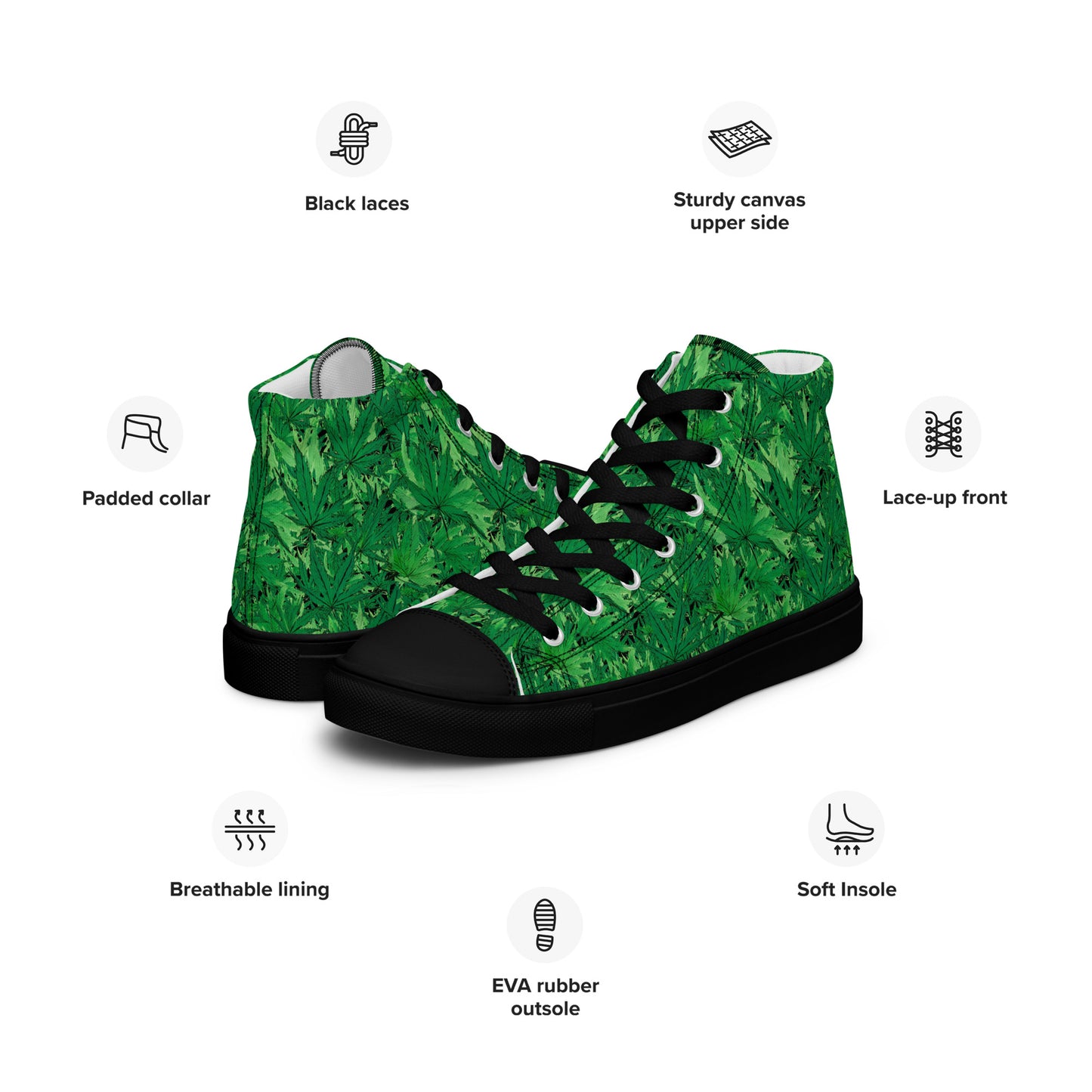 Weed Women’s high top canvas shoes