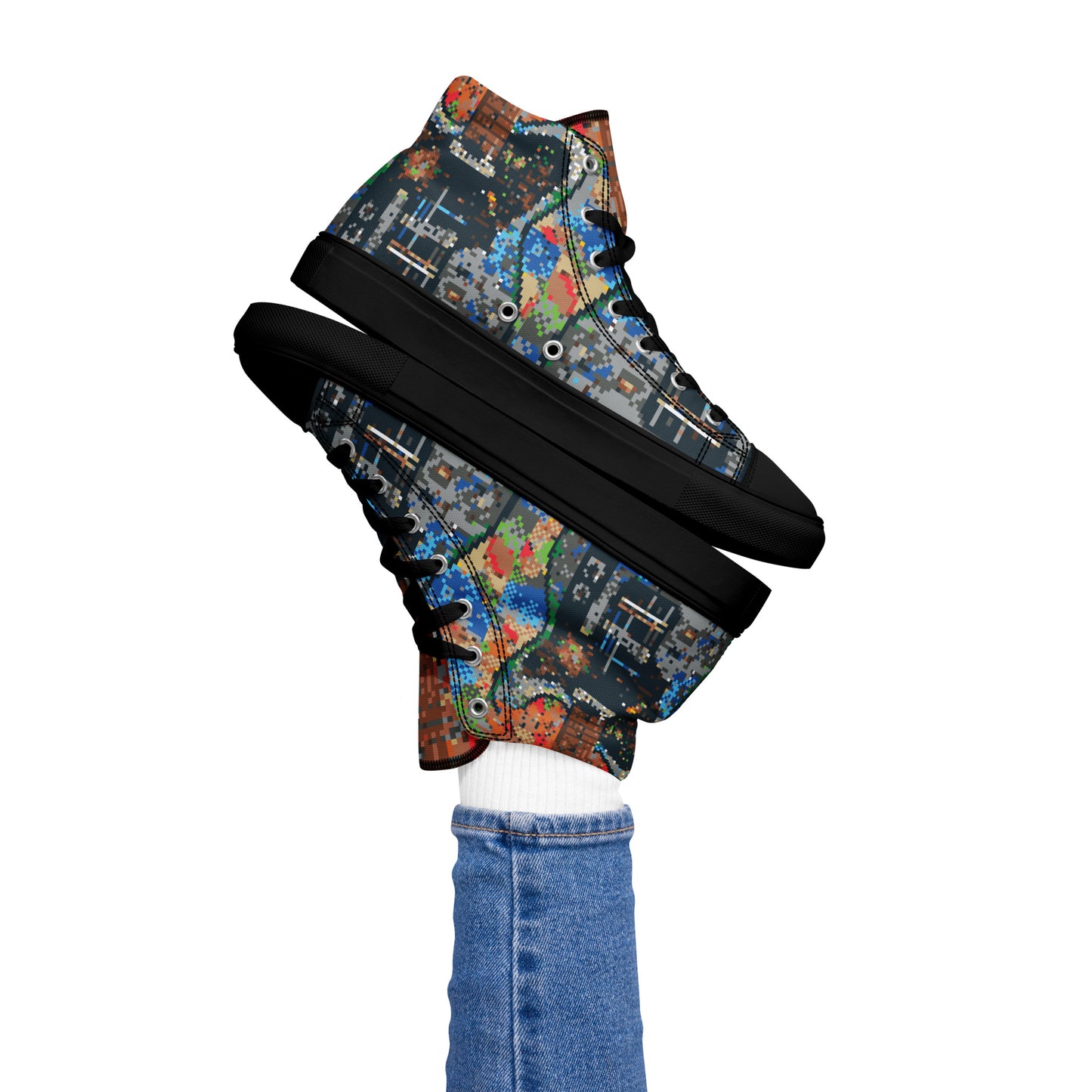 Pixel Guitar Women’s high top canvas shoes