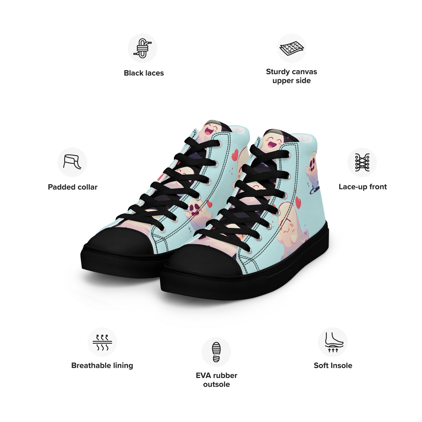 Ghost Love Women’s high top canvas shoes