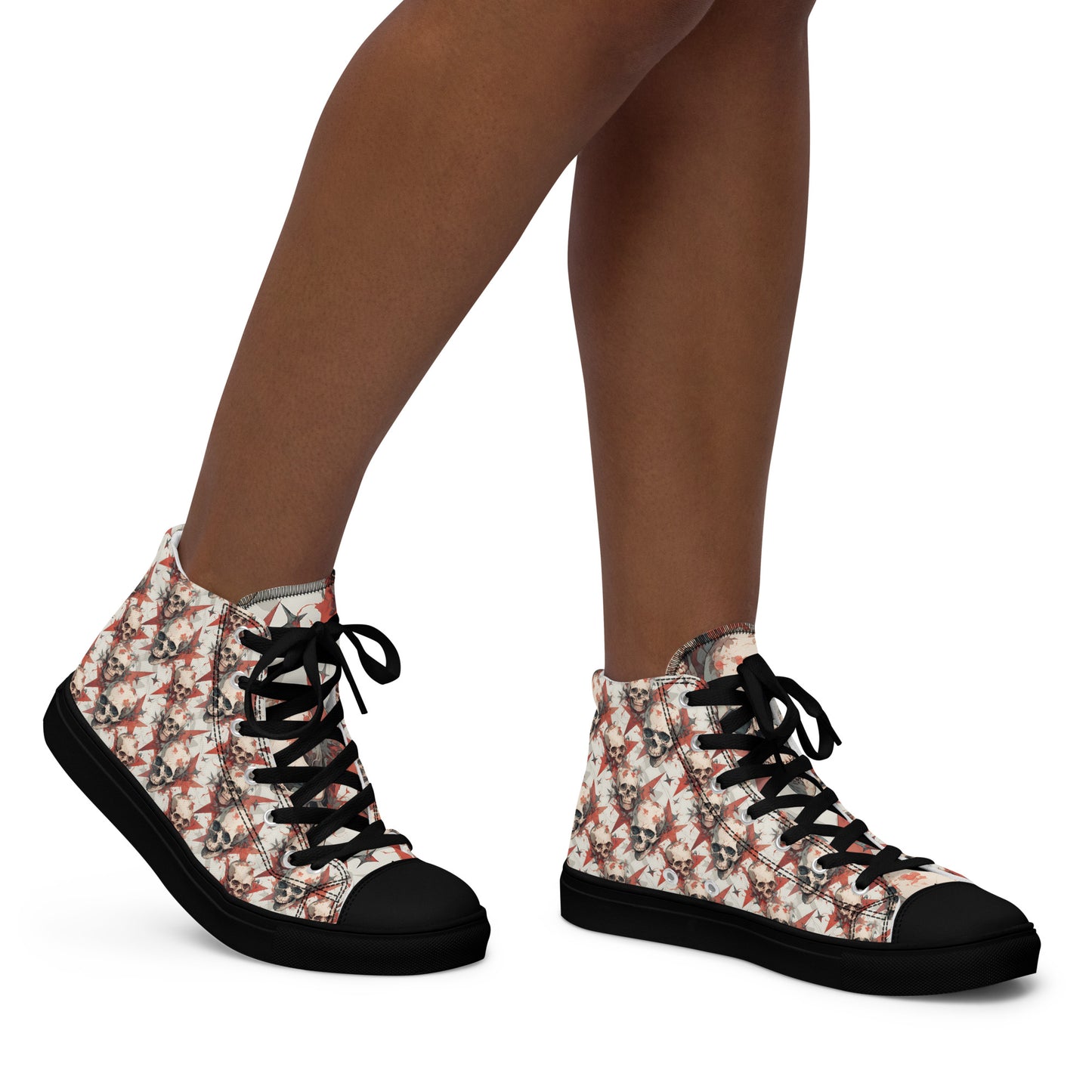 Red Star Skulls Women’s high top canvas shoes