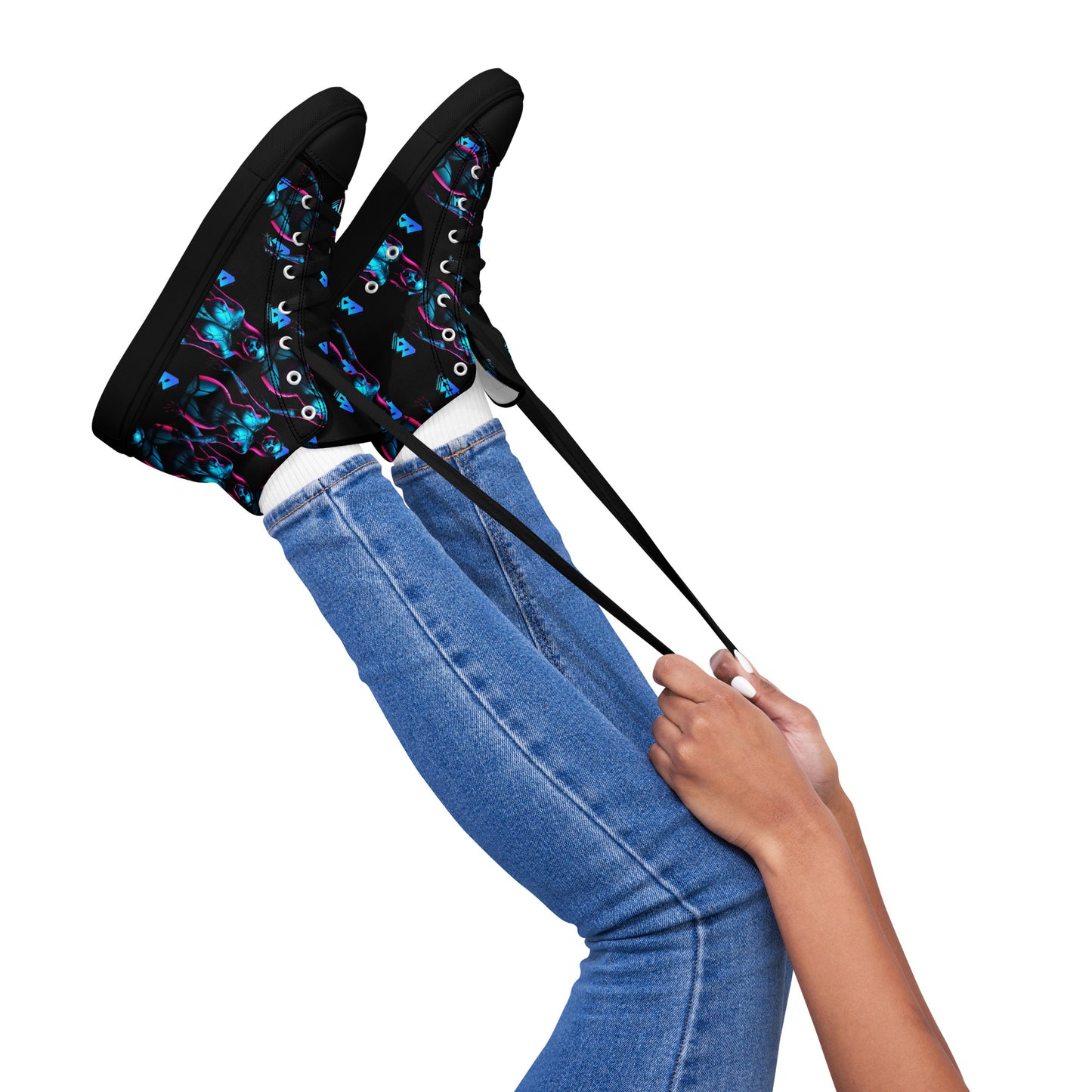 Pinup turquoise Women’s high top canvas shoes