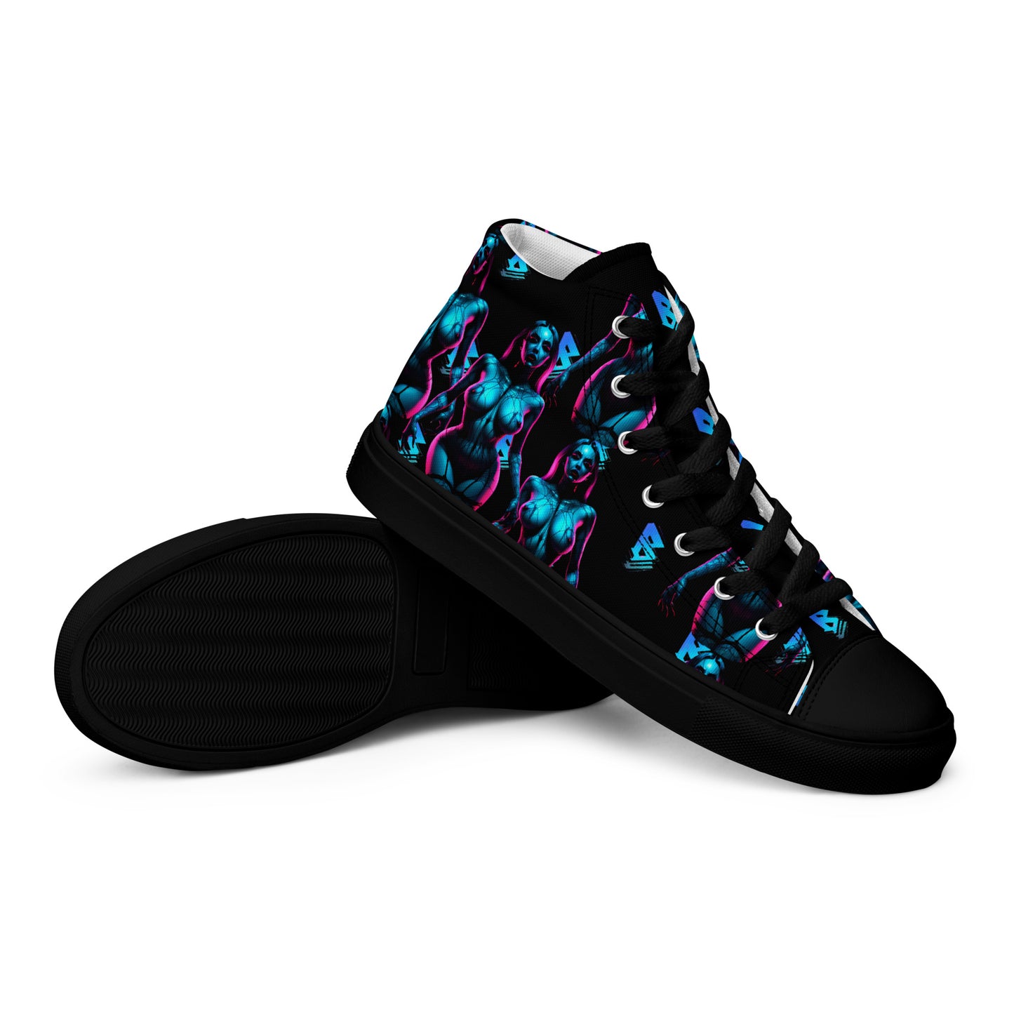 Pinup turquoise Women’s high top canvas shoes