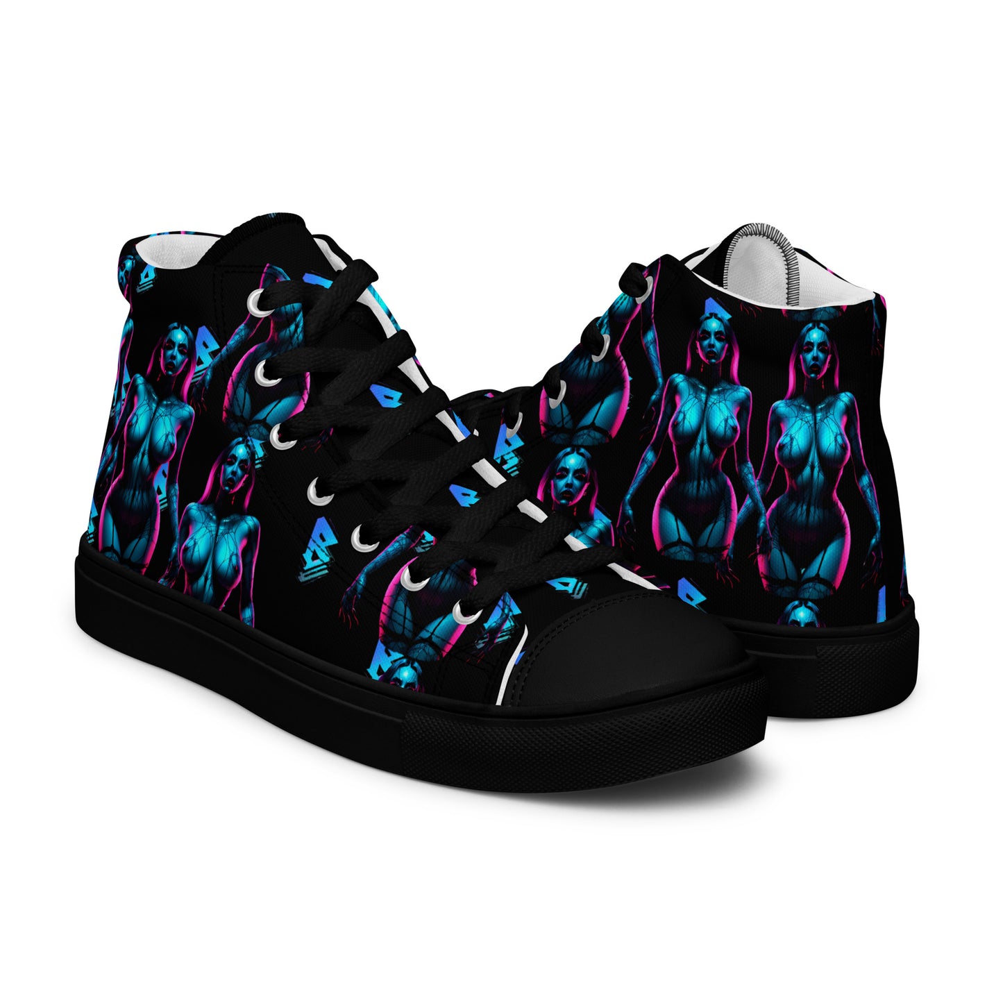 Pinup turquoise Women’s high top canvas shoes