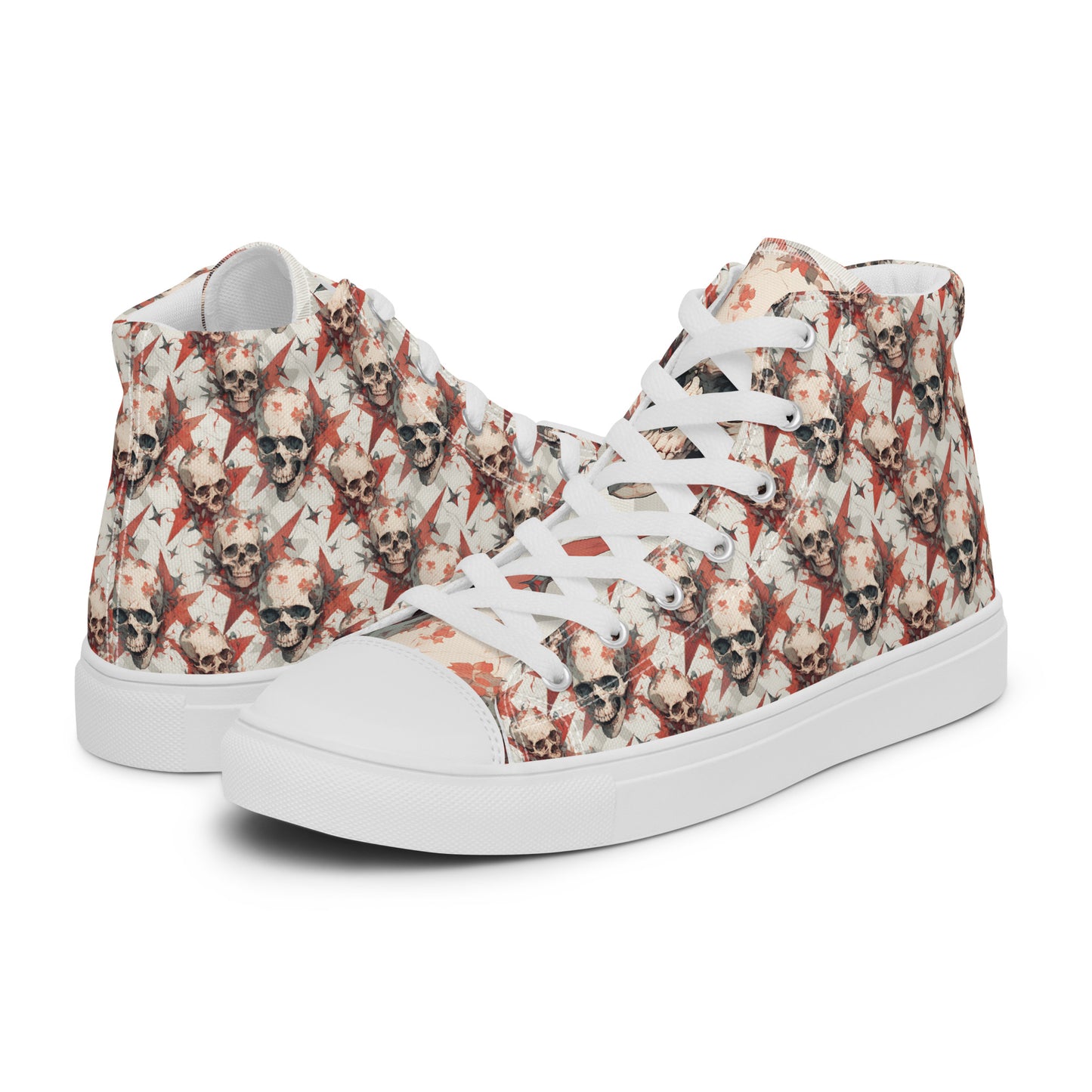 Red Star Skulls Women’s high top canvas shoes