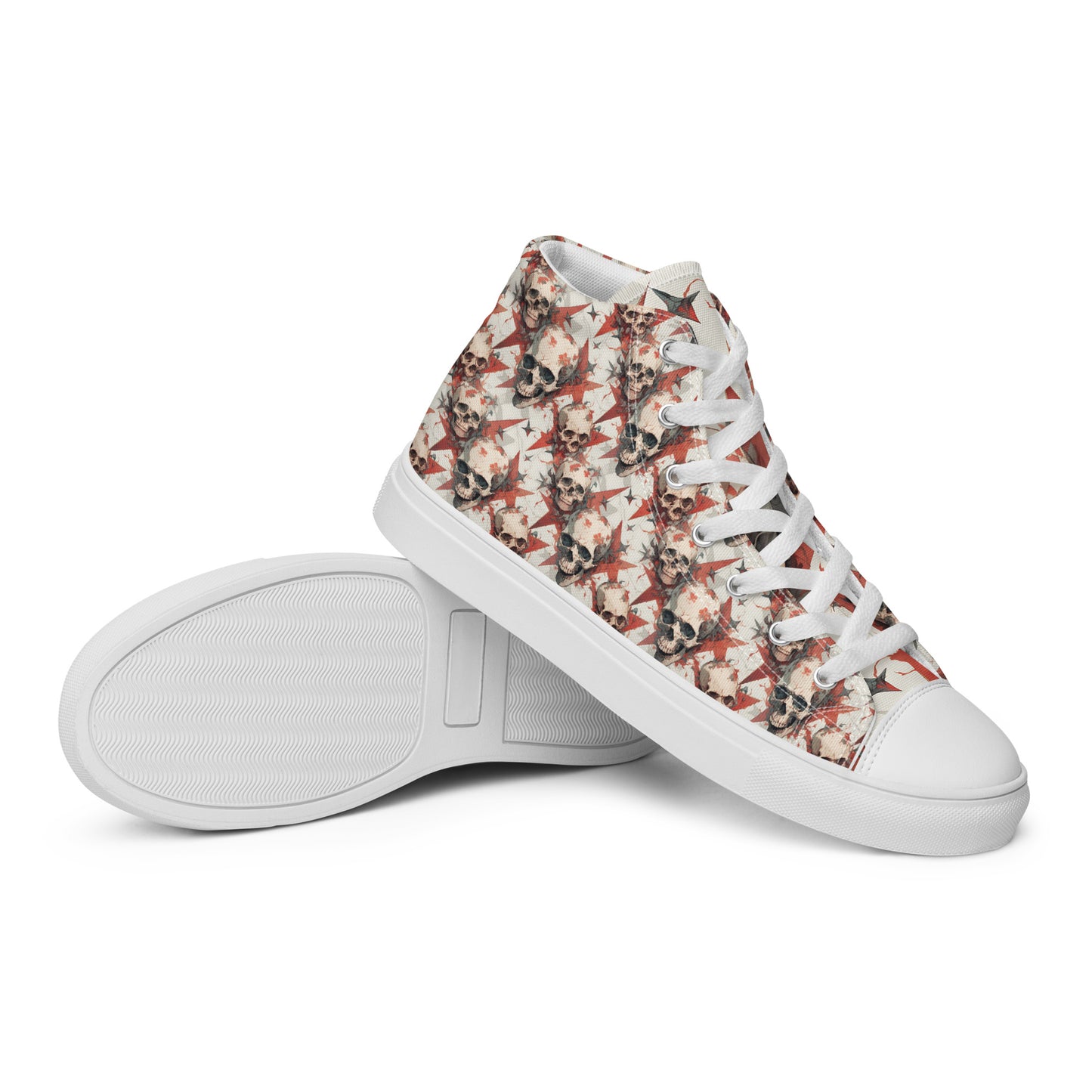 Red Star Skulls Women’s high top canvas shoes