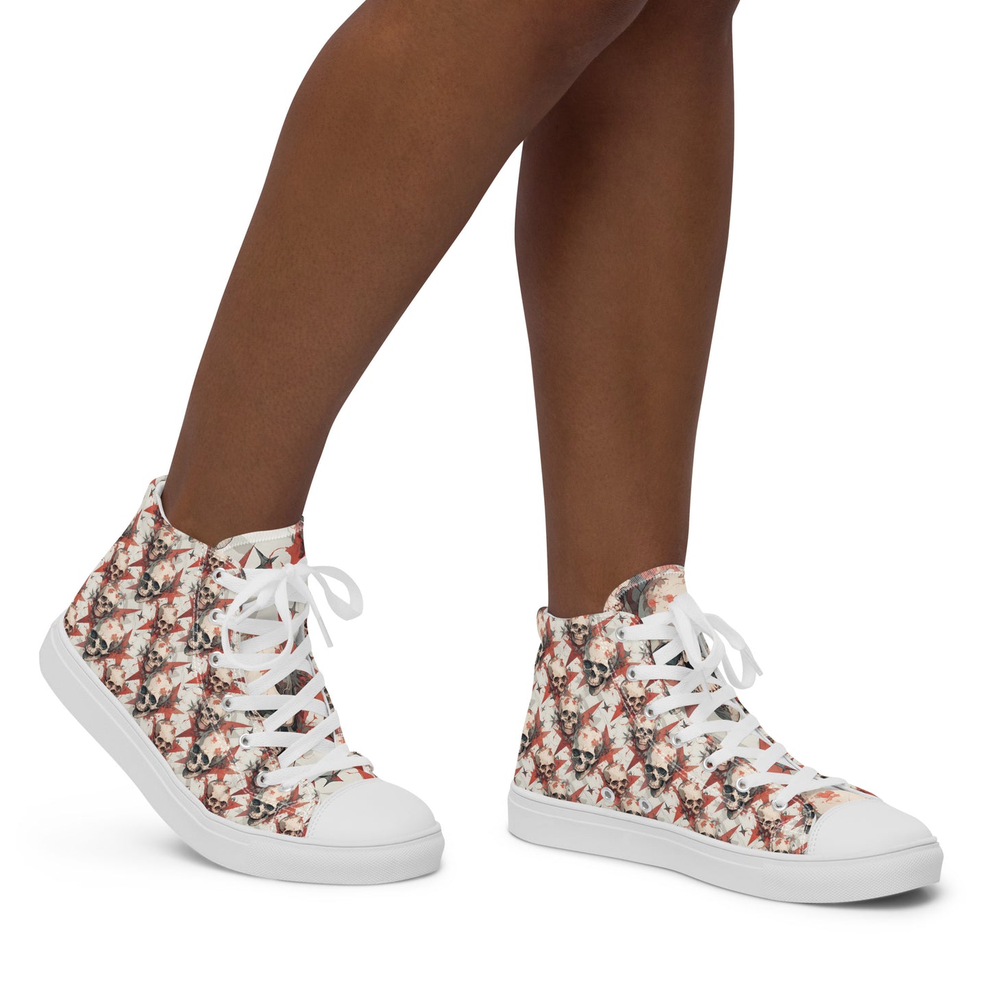 Red Star Skulls Women’s high top canvas shoes