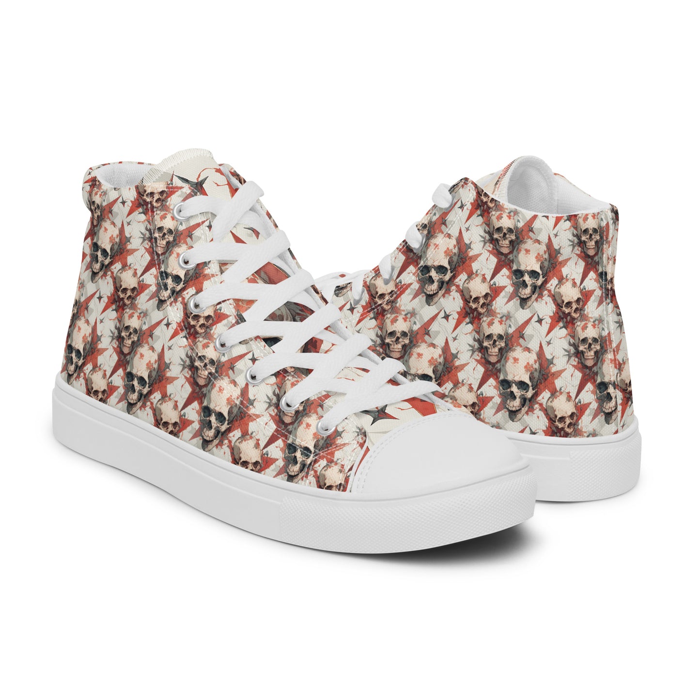 Red Star Skulls Women’s high top canvas shoes