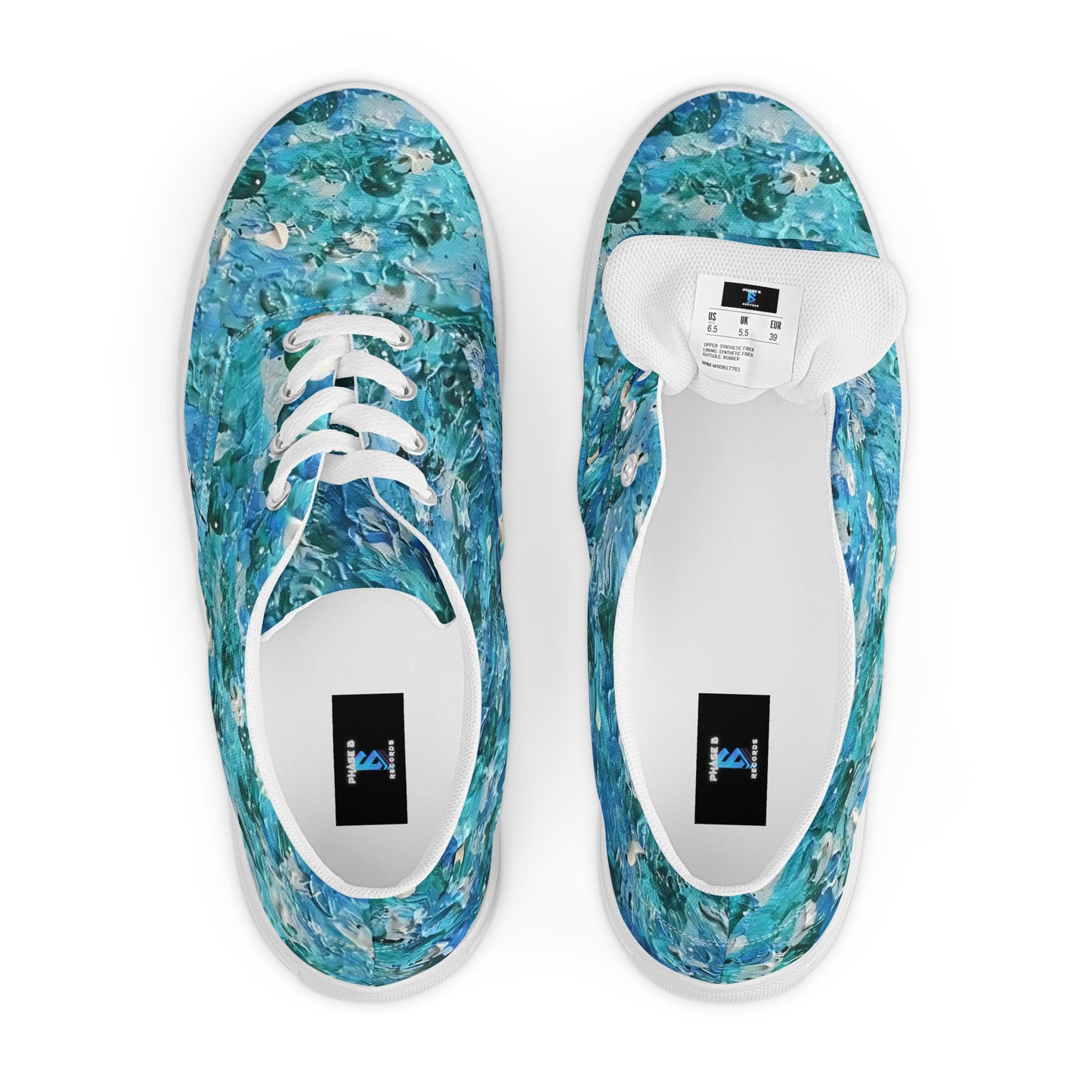 Abstract Blues Women’s lace-up canvas shoes – Free Delivery! Rock / Metal / Gothic / EDM / Clubwear - Alternative Apparel Only from Phase B Records.