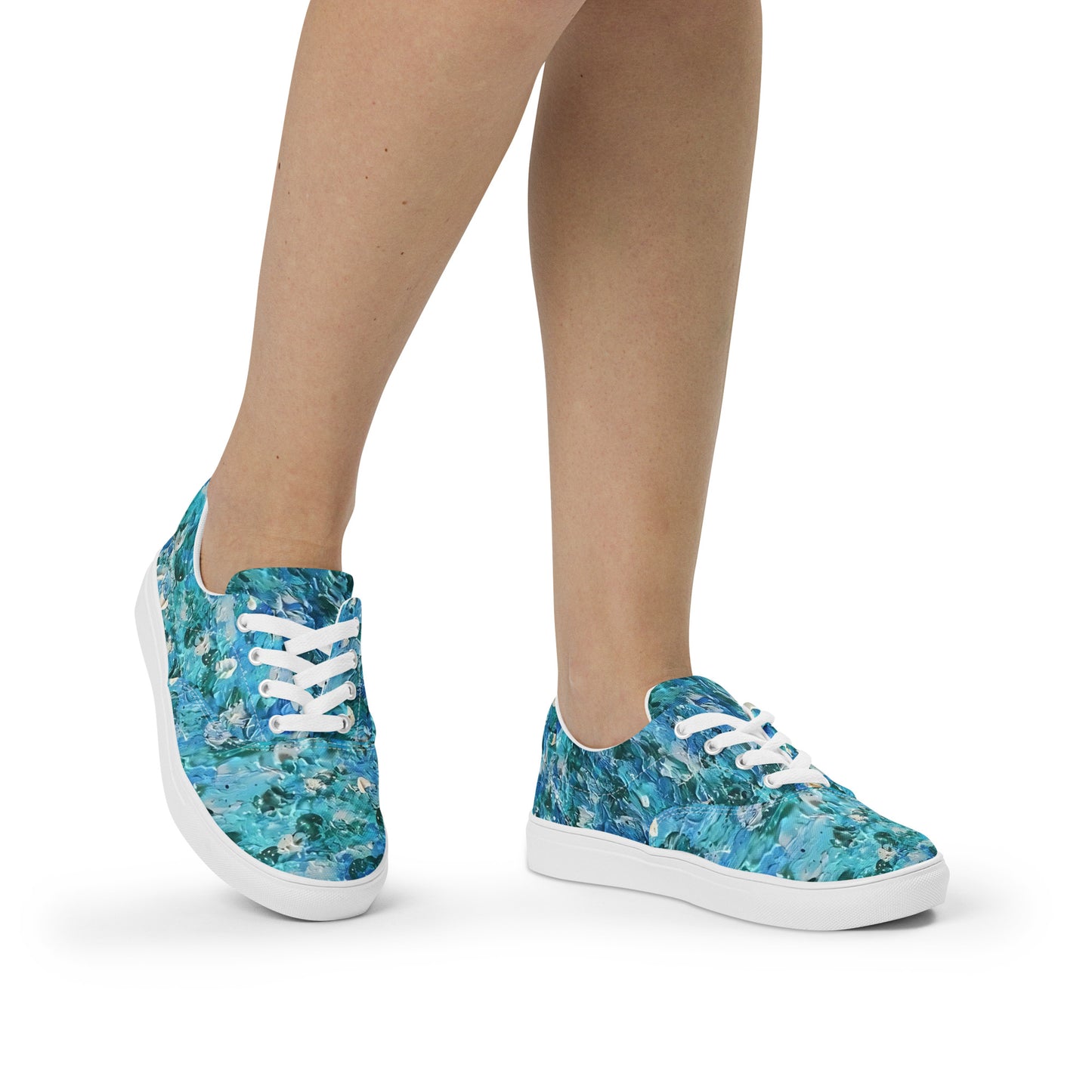 Abstract Blues Women’s lace-up canvas shoes – Free Delivery! Rock / Metal / Gothic / EDM / Clubwear - Alternative Apparel Only from Phase B Records.