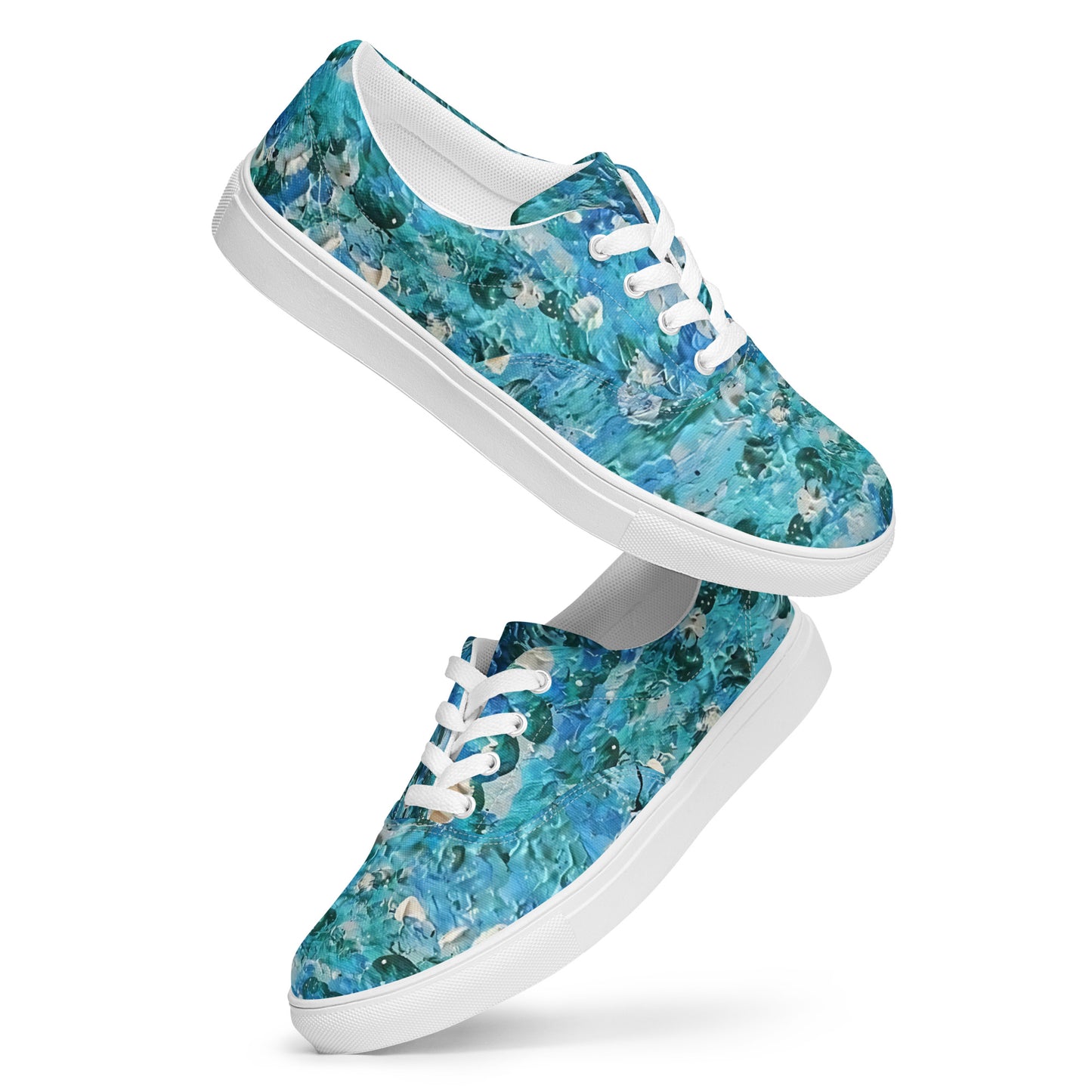 Abstract Blues Women’s lace-up canvas shoes – Free Delivery! Rock / Metal / Gothic / EDM / Clubwear - Alternative Apparel Only from Phase B Records.