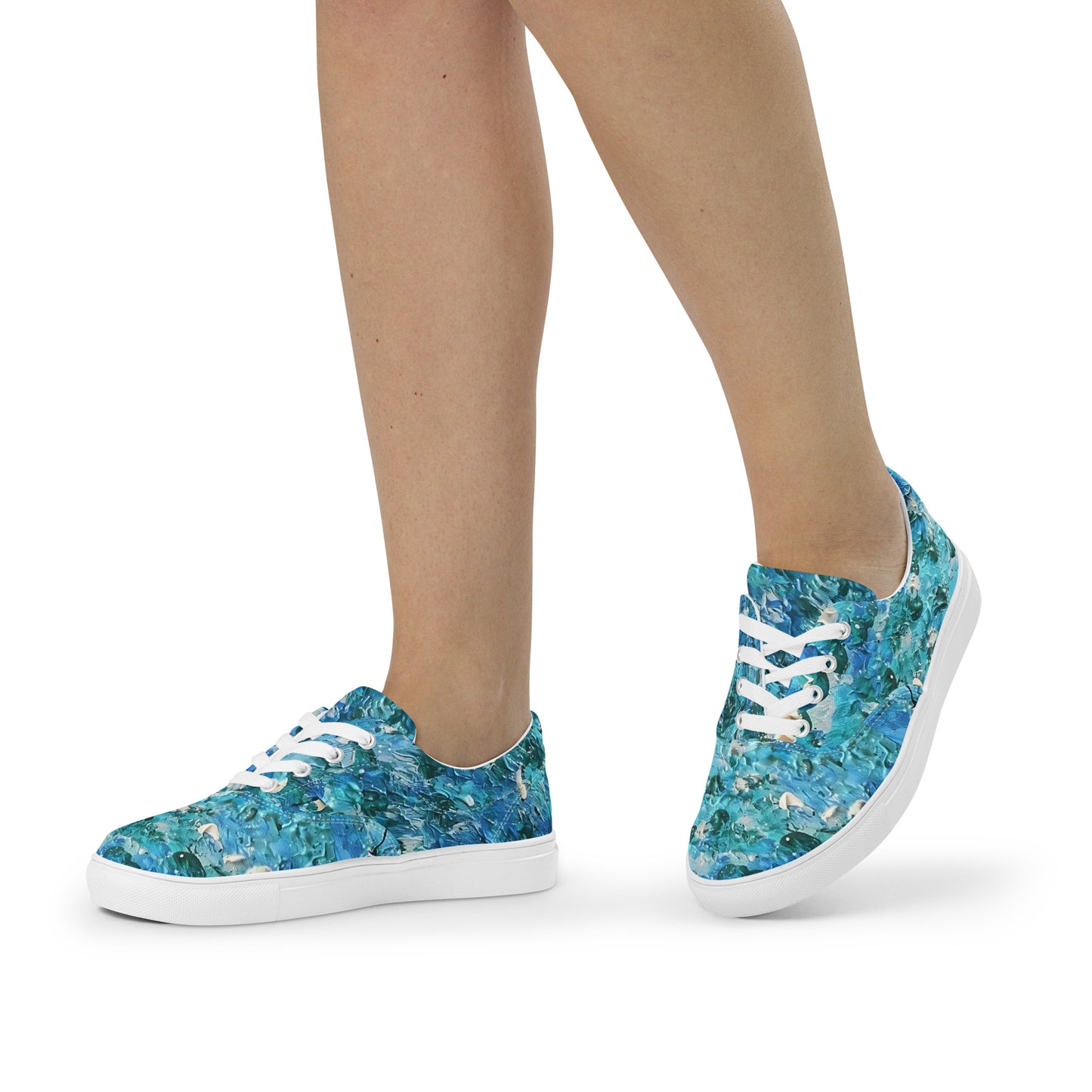 Abstract Blues Women’s lace-up canvas shoes – Free Delivery! Rock / Metal / Gothic / EDM / Clubwear - Alternative Apparel Only from Phase B Records.