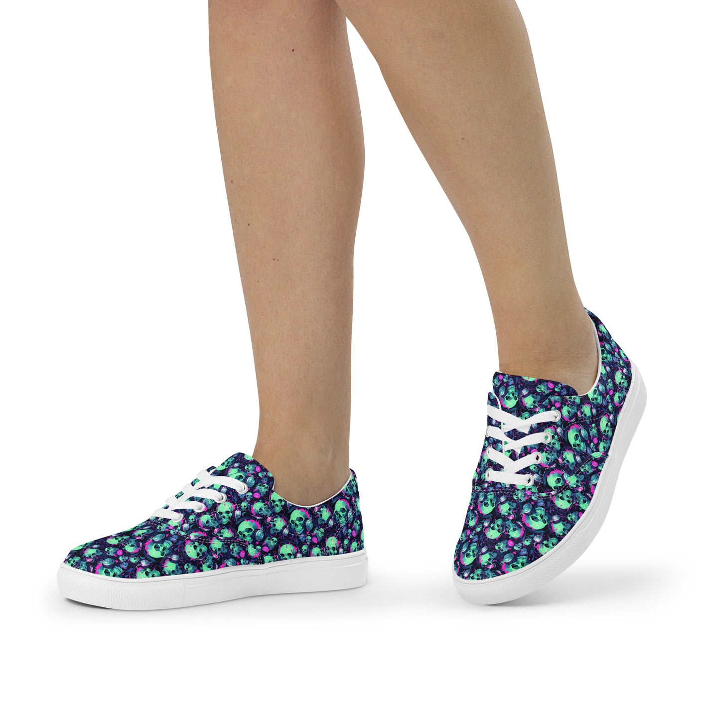 Turquoise Skulls Women’s lace-up canvas shoes