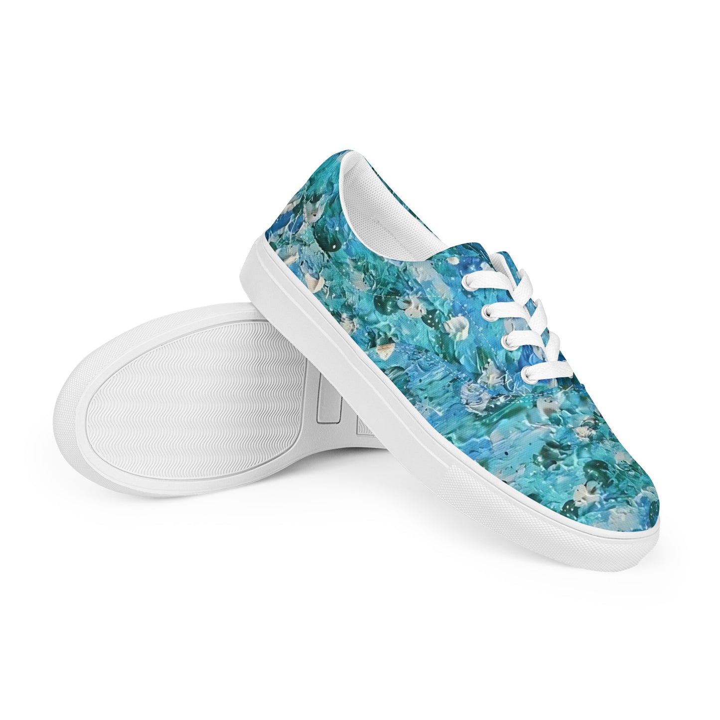 Abstract Blues Women’s lace-up canvas shoes – Free Delivery! Rock / Metal / Gothic / EDM / Clubwear - Alternative Apparel Only from Phase B Records.