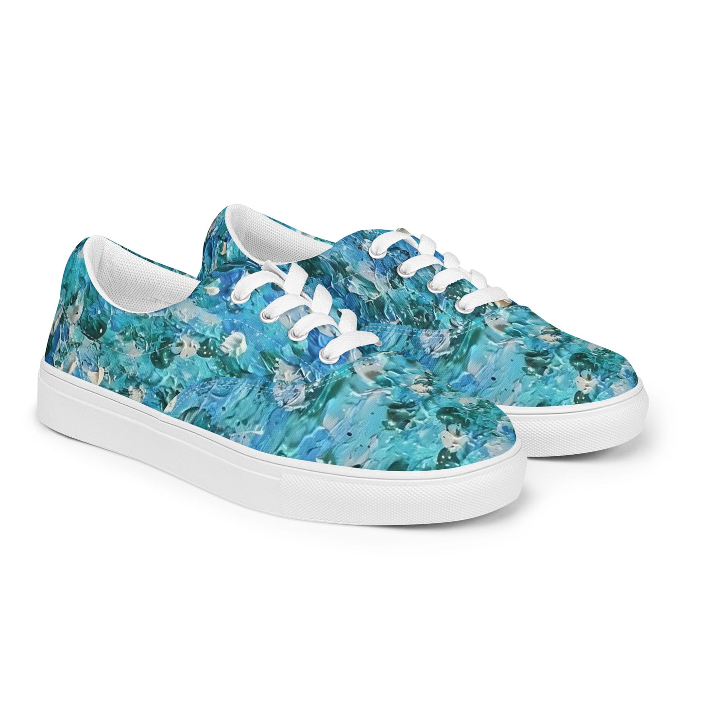 Abstract Blues Women’s lace-up canvas shoes – Free Delivery! Rock / Metal / Gothic / EDM / Clubwear - Alternative Apparel Only from Phase B Records.