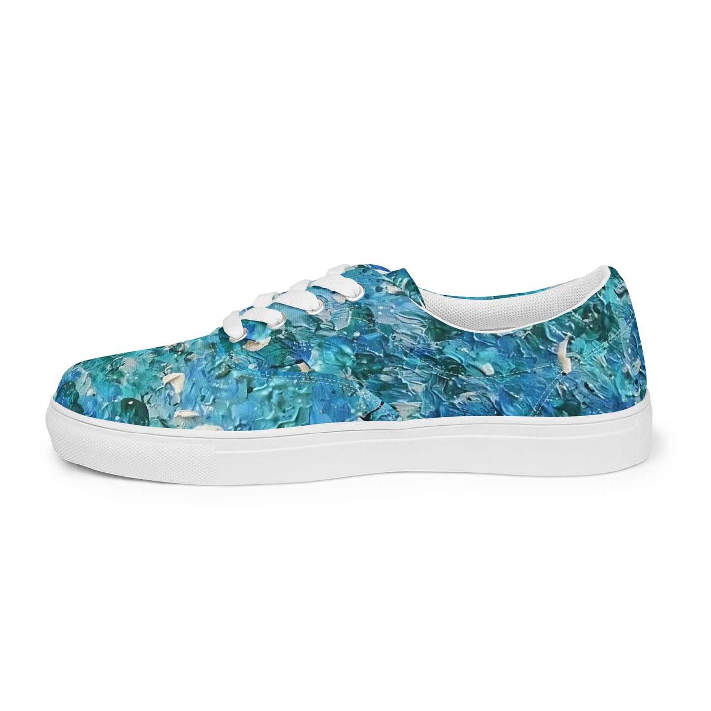 Abstract Blues Women’s lace-up canvas shoes – Free Delivery! Rock / Metal / Gothic / EDM / Clubwear - Alternative Apparel Only from Phase B Records.