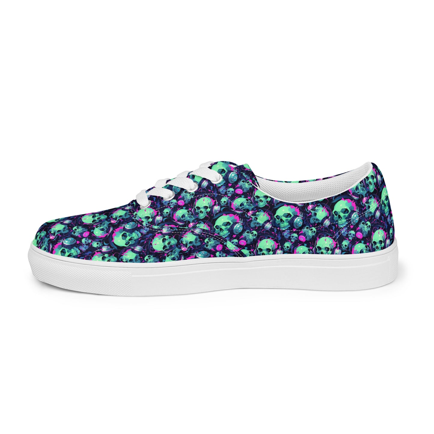 Turquoise Skulls Women’s lace-up canvas shoes