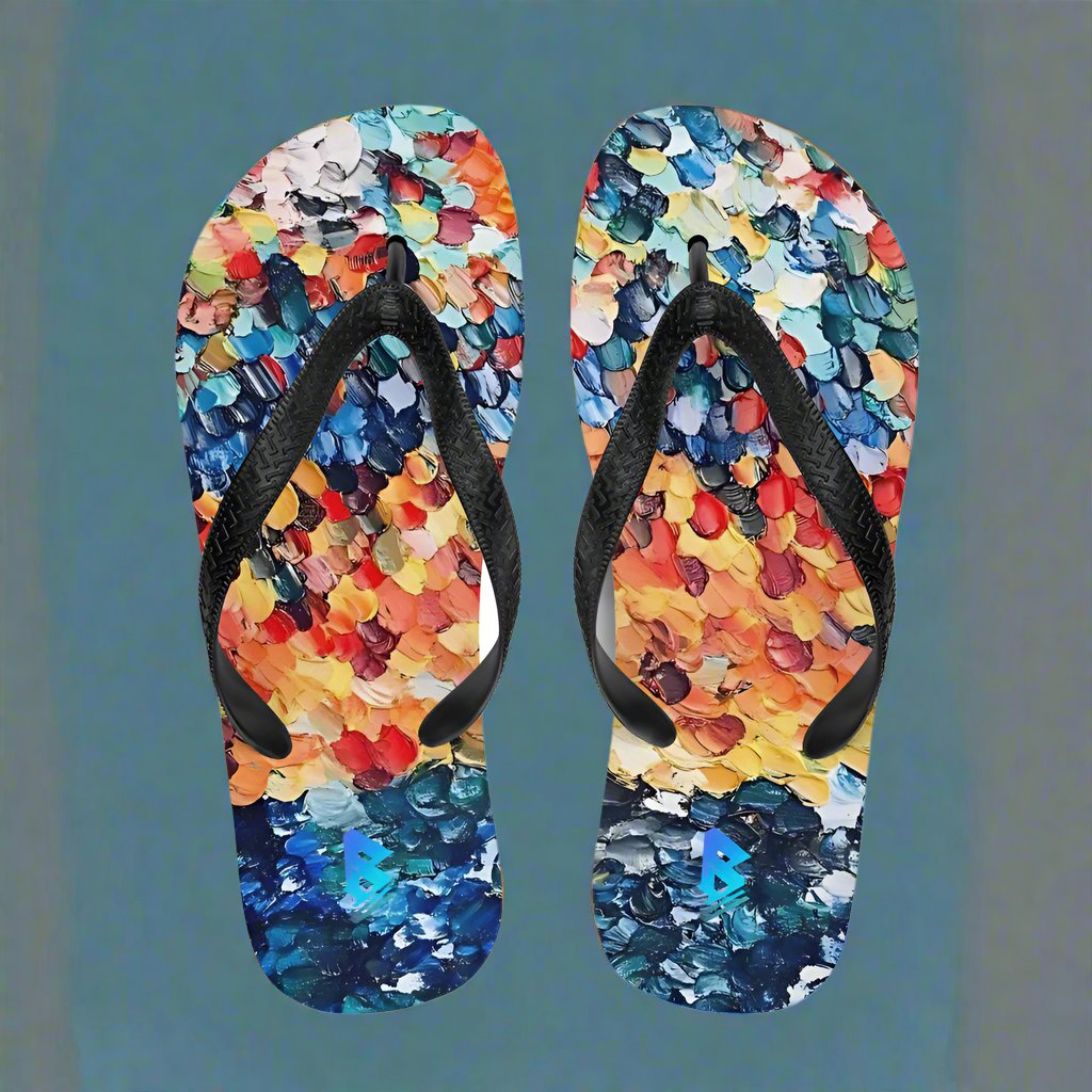 Abstract Beach Oils Flip-Flops –  Free Delivery! Rock / Metal / Gothic / EDM / Clubwear - Alternative Apparel Only from Phase B Records.