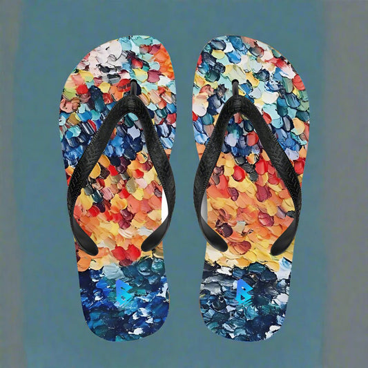 Abstract Beach Oils Flip-Flops –  Free Delivery! Rock / Metal / Gothic / EDM / Clubwear - Alternative Apparel Only from Phase B Records.