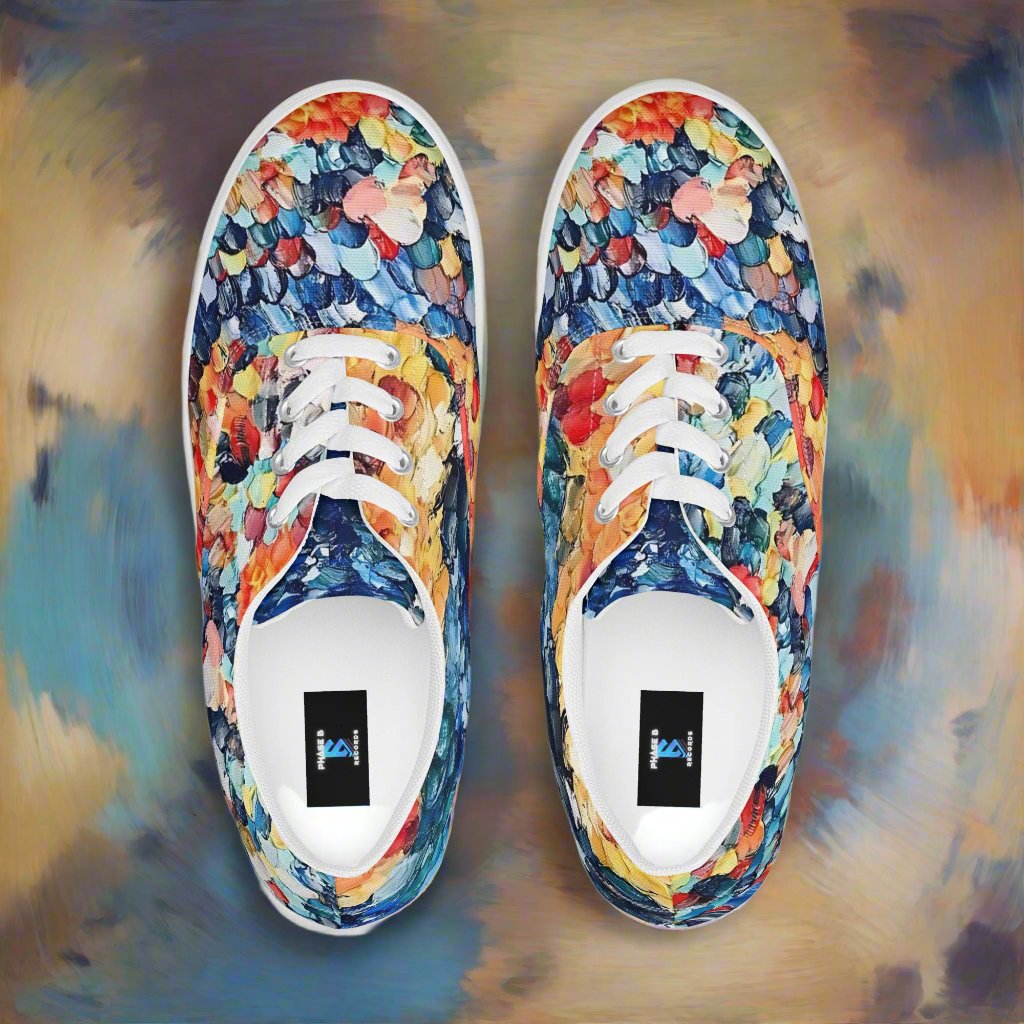 Abstract Beach Oils Women’s lace-up canvas shoes –  Free Delivery! Rock / Metal / Gothic / EDM / Clubwear - Alternative Apparel Only from Phase B Records.