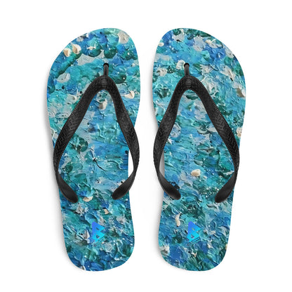 Abstract Blues Flip-Flops –  Free Delivery! Rock / Metal / Gothic / EDM / Clubwear - Alternative Apparel Only from Phase B Records.