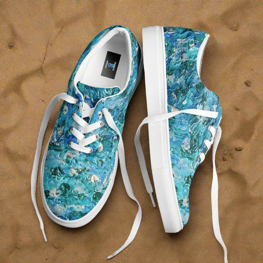 Abstract Blues Women’s lace-up canvas shoes –  Free Delivery! Rock / Metal / Gothic / EDM / Clubwear - Alternative Apparel Only from Phase B Records.