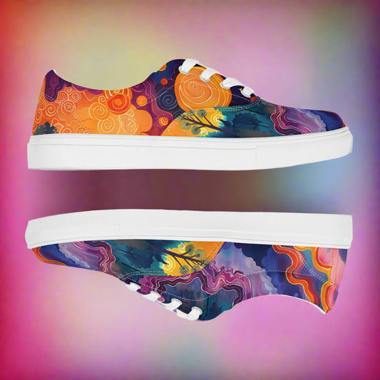 Abstract Clouds Women’s lace-up canvas shoes –  Free Delivery! Rock / Metal / Gothic / EDM / Clubwear - Alternative Apparel Only from Phase B Records.