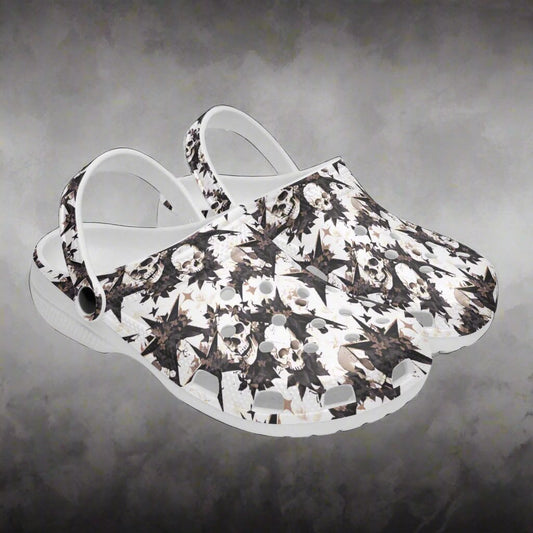 Black Star Skulls Rok-Clogs - Alternative Art Clogs for Men/Women/Kids