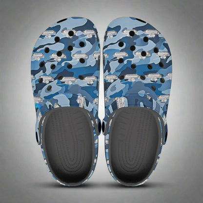 Blue Camo Tanks Rok-Clogs- Alternative Art Clogs for Men/ Women / Kids