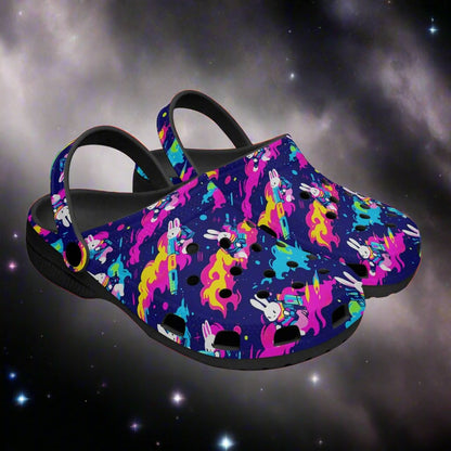 Bunnies in Space Rok-Clogs - Alternative Art Clogs for Men/Women/Kids