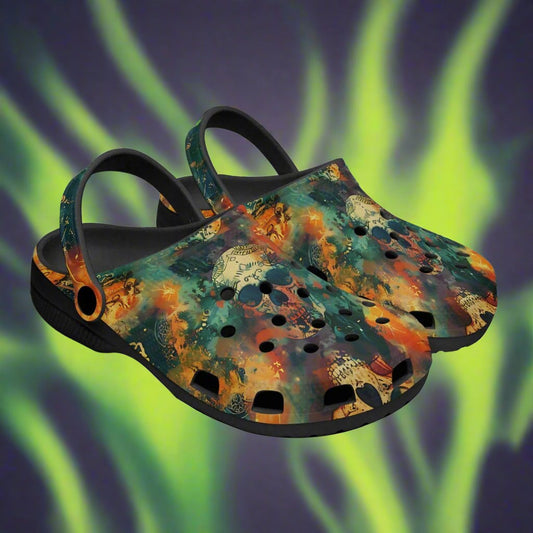 Calavera Skull Rok-Clogs- Alternative Graphic Art Clogs for Men/Women 