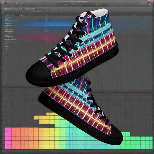 Clip Dist. Women’s high top canvas shoes - Free Delivery! Rock / Metal / Electronic / EDM / Underground - Alternative Apparel and Merch Only from Phase B Records.