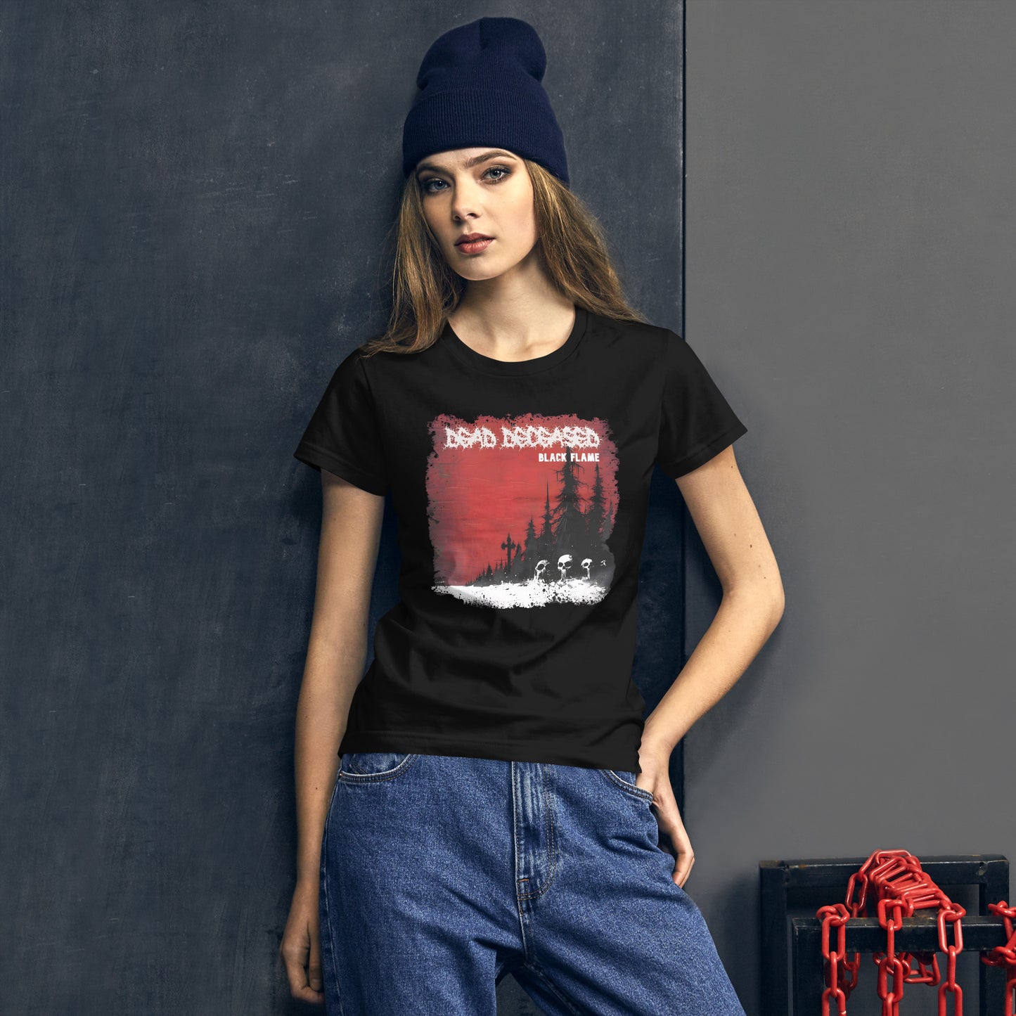 Dead Deceased Black Flame Women's short sleeve t-shirt - Free Delivery! Rock / Metal / Gothic Alternative Tee - Alternative Apparel Only from Phase B Records. Plus Size to 2XL