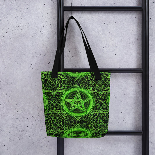 Green Pentagram Tote bag - Free Delivery! Rock / Metal / Electronic / EDM / Underground - Alternative Apparel and Merch Only from Phase B Records.
