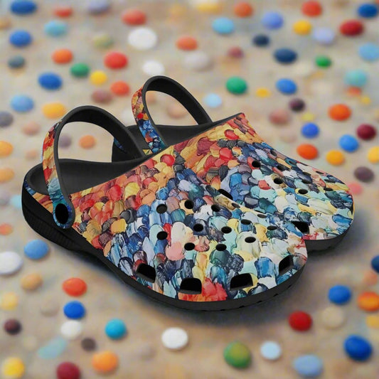 Jess Lewis Abstract Beach Oils Rok-Clogs - Alternative Art Clogs for Men/Women/Kids