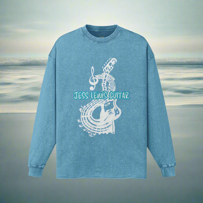 Jess Lewis Guitar Unisex Raw Hem Faded Long Sleeve T-shirt