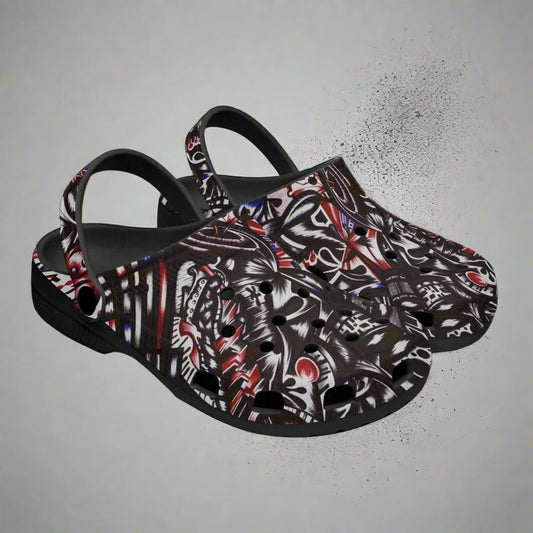 Jess Lewis Pen Art Abstract Music Rok-Clogs - Alternative Art Clogs for Men/Women/Kids