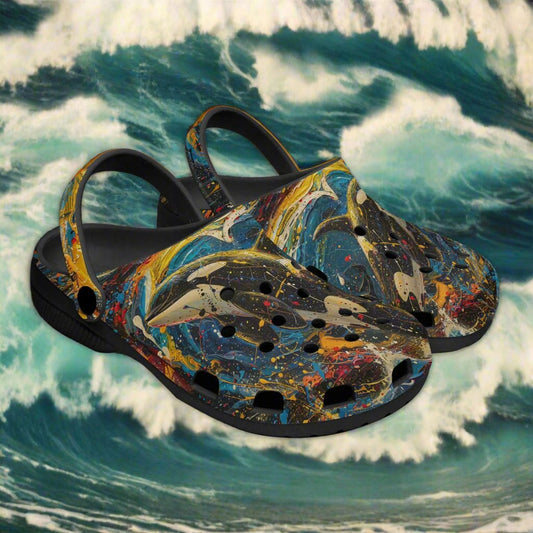 Orka Rok-Clogs- Alternative Graphic Art Clogs for Men/ Women / Kids.Ocean Clogs.Sealife Clogs