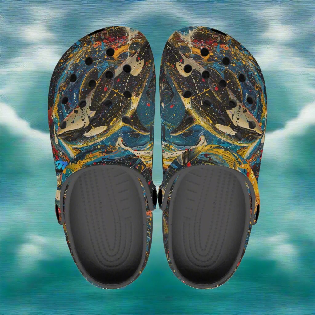 Orka Rok-Clogs- Alternative Graphic Art Clogs for Men/ Women / Kids/ Sea/ Ocean Clogs
