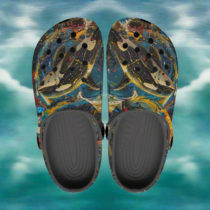 Orka Rok-Clogs- Alternative Graphic Art Clogs for Men/ Women / Kids/ Sea/ Ocean Clogs