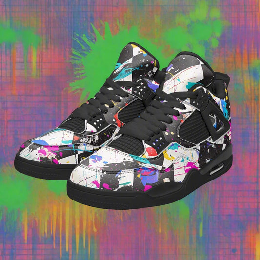 Paint Splattered SKA Checkered Basketball Shoes - Ska/Punk/Underground -Alternative Footwear