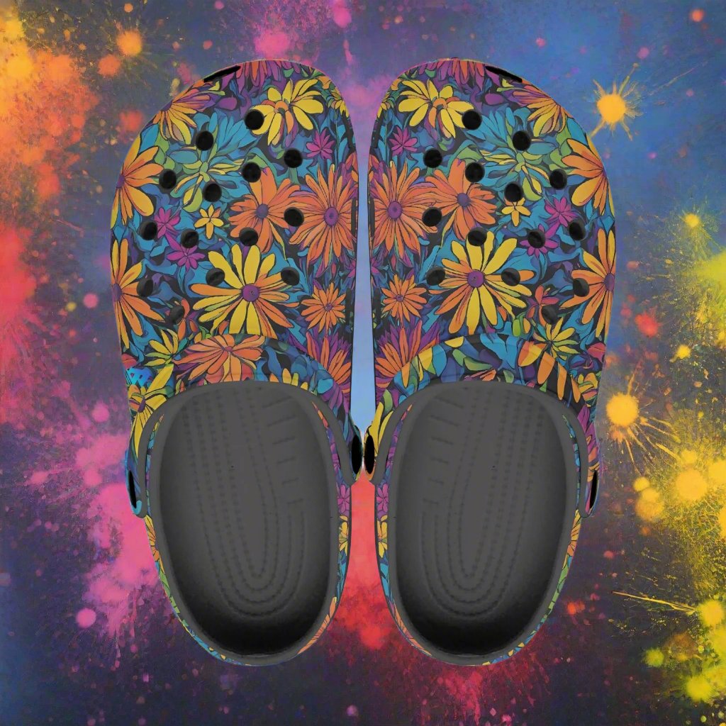 Psychedelic Flowers Rok-Clogs- Alternative Art Clogs for Men/ Women 