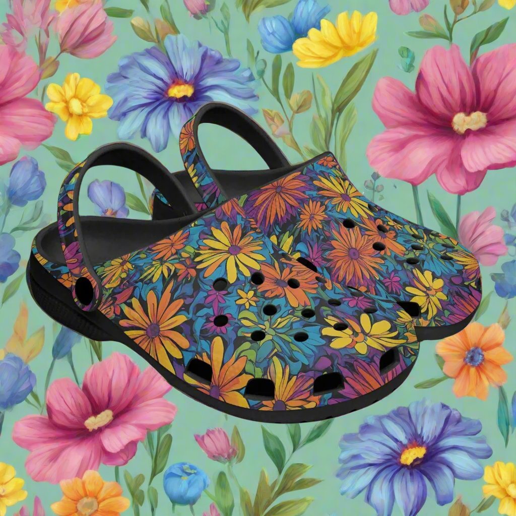 Psychedelic Flowers Rok-Clogs- Alternative Art Clogs for Men/ Women 