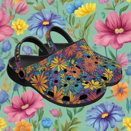 Psychedelic Flowers Rok-Clogs- Alternative Art Clogs for Men/ Women 