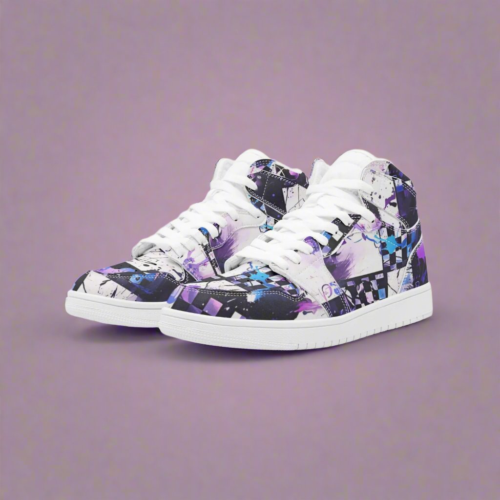 Ska Checker High-Top Leather Sneakers - Rock/Metal/Underground -Alternative Footwear