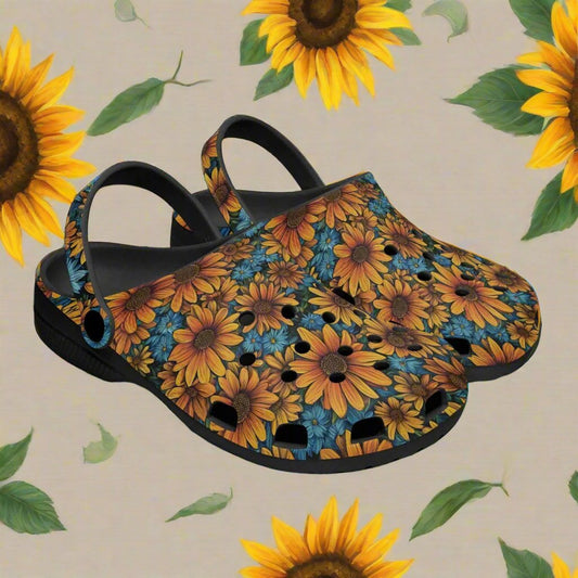 Sunflower Rok-Clogs- Alternative Graphic Art Clogs for Men/ Women/kids