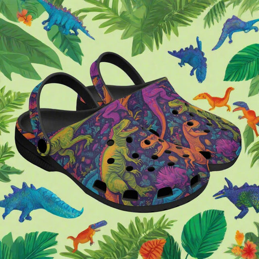 T-Rex Rok-Clogs- Alternative Graphic Art Clogs for Men/ Women / Kids