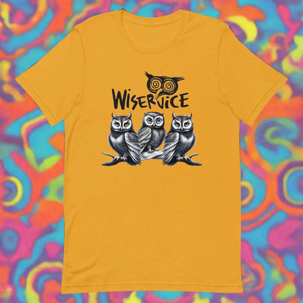 Wiservice 3 Wise Owls Unisex t-shirt - Free Delivery! Reggae / Dub / Ska / Ska punk / Punk - Alternative Apparel and Merch Only from Phase B Records.