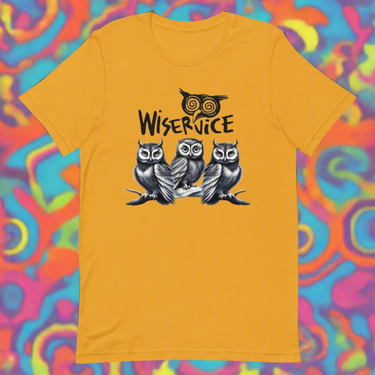 Wiservice 3 Wise Owls Unisex t-shirt - Free Delivery! Reggae / Dub / Ska / Ska punk / Punk - Alternative Apparel and Merch Only from Phase B Records.