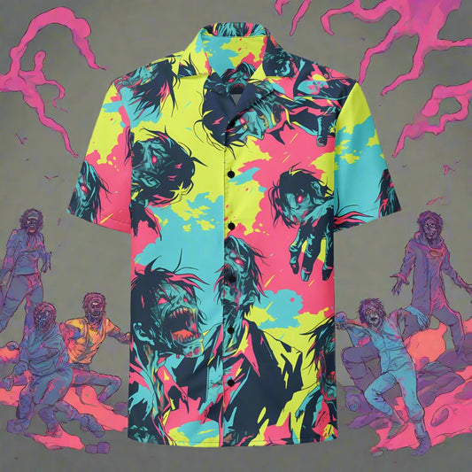 Zombie Planet Unisex Button Shirt –  Free Delivery! Rock / Metal / Gothic / EDM / Clubwear - Alternative Apparel Only from Phase B Records. Plus Size to 6XL