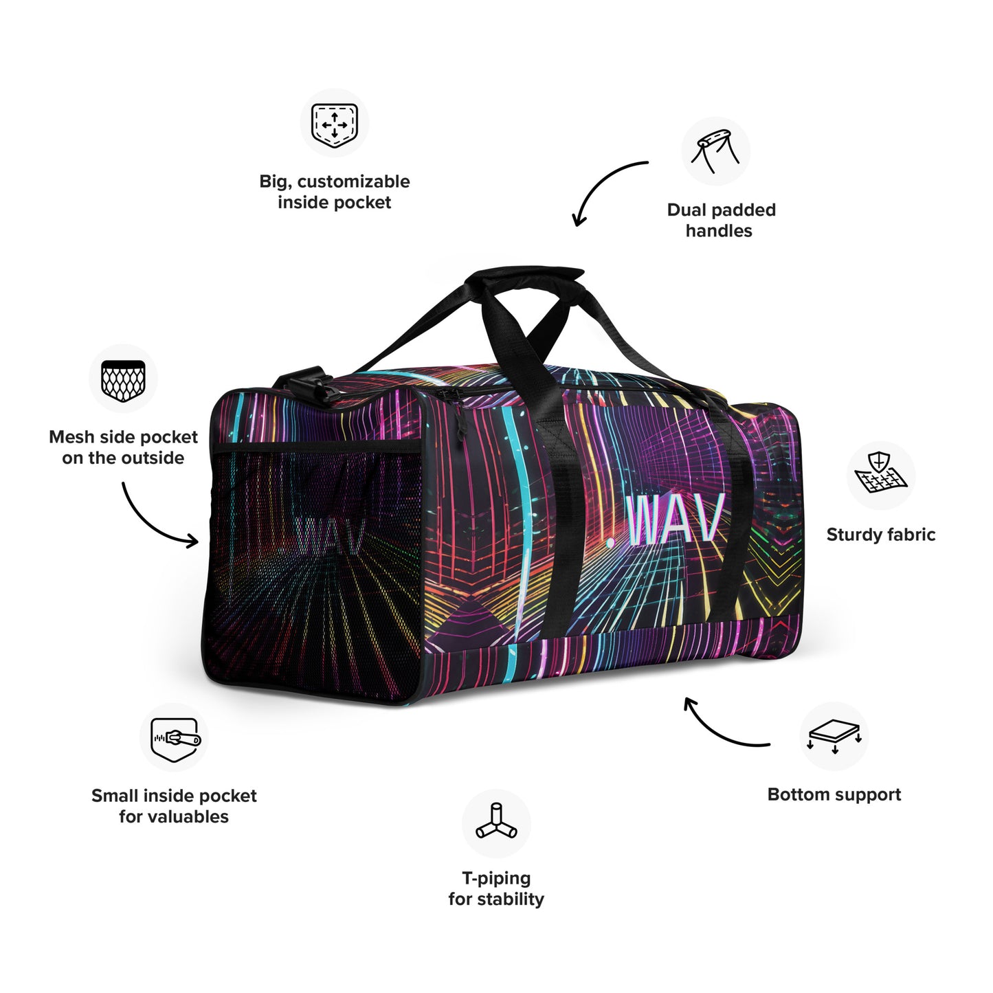 .WAV Duffle bag - Free Delivery! Rock / Metal / Electronic / EDM / Underground - Alternative Apparel and Merch Only from Phase B Records.